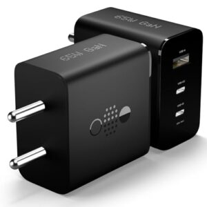 CMF by Nothing 65W Gan Type C 3 Port Wall Charger Adapter, USB C1 65 W, USB C2 45W, USB A 18W, Max Capacity 65 watt Adaptor for Nothing Phone 2a/2a plus/2/1, Samsung S24 Mobile Charging Support, Black