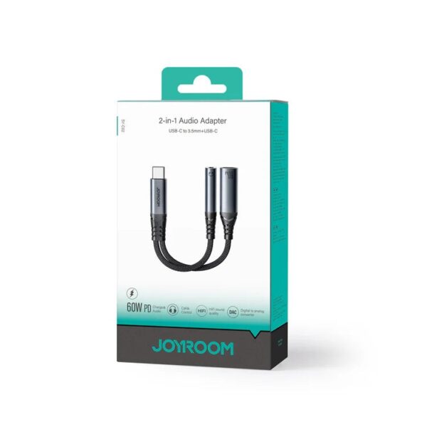 Joyroom SY-C02 Audio-Transfer Series 2-in-1 Audio Adapter (Type-C to 3.5mm+Type-C)-Black