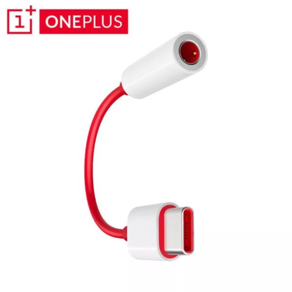 OnePlus USB-C to 3.5mm Audio Adapter with Hi-Res DAC & Smart Chip – Premium Sound for OnePlus 6T/7/8/9/10/Nord Series | 97cm Cable | White+Red - Image 2