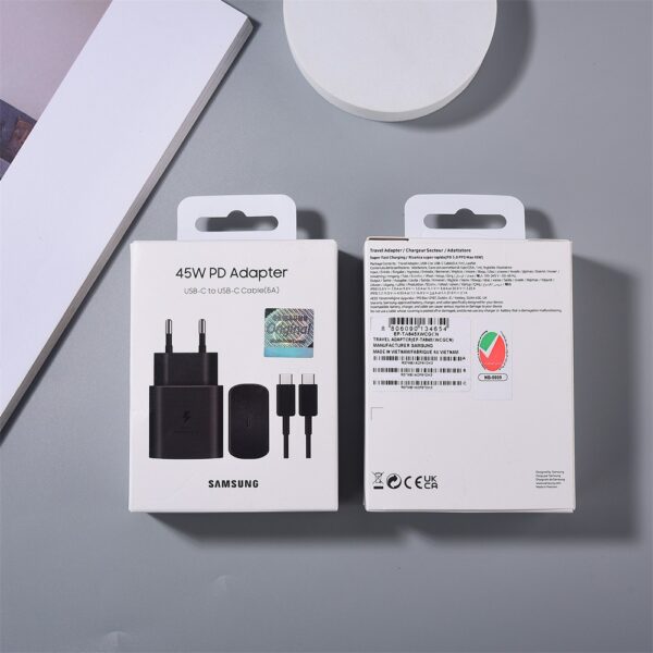 Original Samsung 45W PD Super Fast Charger EU Power Adapter 5A Dual Type-C Cable For Galaxy S24 S23 S22 Plus Z Fold 4 3